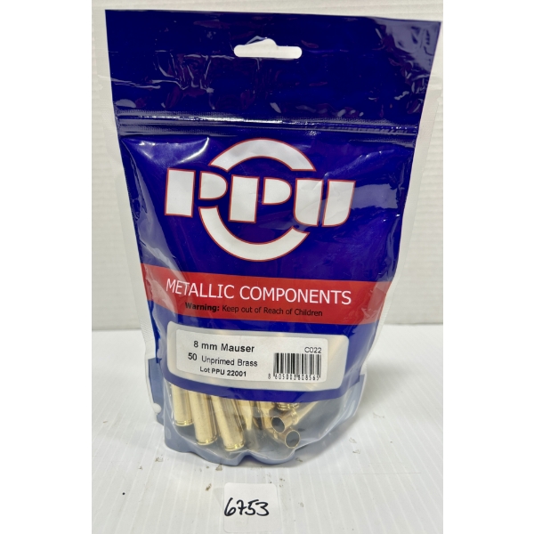 BRASS: 50X PPU 8 MM MAUSER - SELAED BAG