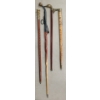 Image 2 : LOT OF 4 - BRONZE POMMEL WOOD CARVED CANES - INCL DUCK & HATCHET