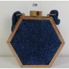 Image 3 : BLUE BEADED HEXAGON CLUTCH PURSE