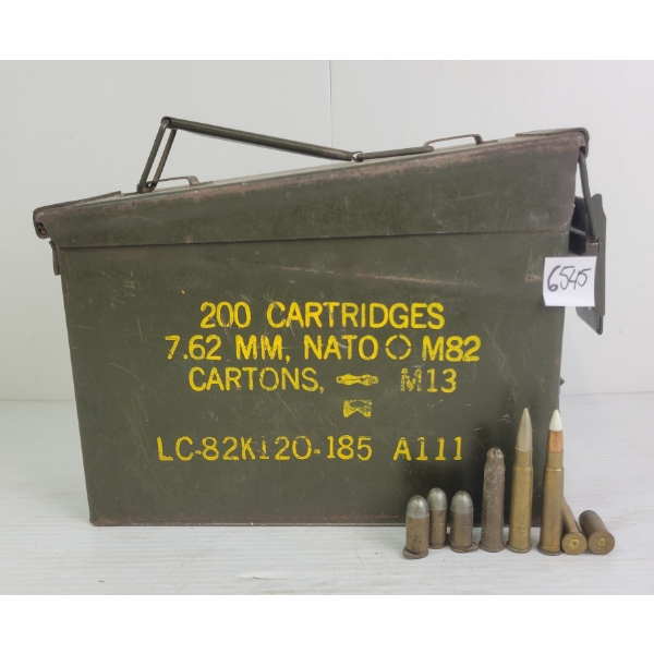 AMMO: APPROX 100X MIXED - INCL BPD .952, .455COLT, MILITARY .303BRIT, ETC - IN AMMO BOX