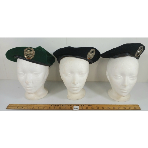 LOT OF 3 - EAST GERMAN PANZER BERETS - INCL AUFKLARER