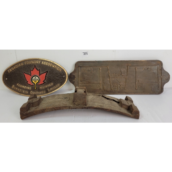 LOT OF 3 - CNR & CFA BRASS PLATES & AAR METAL PART