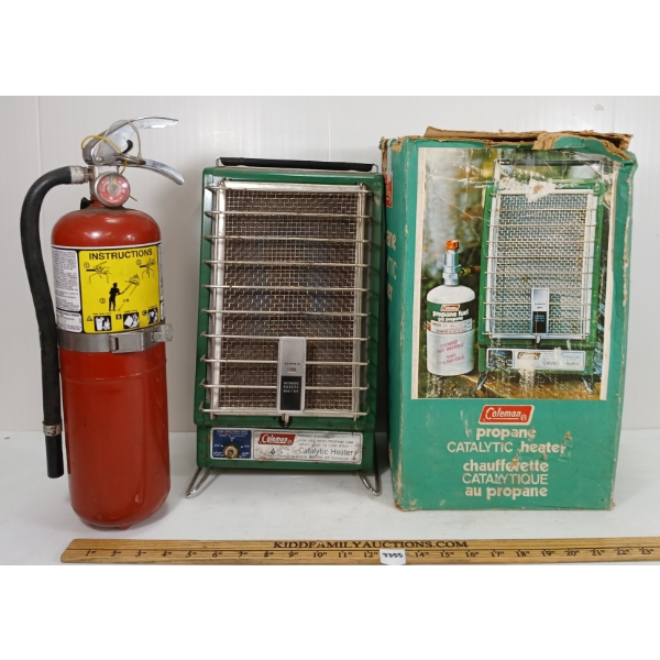 LOT OF 2 - COLEMAN PROPANE CATALYTIC HEATER - FIRE EXTINGUISHER