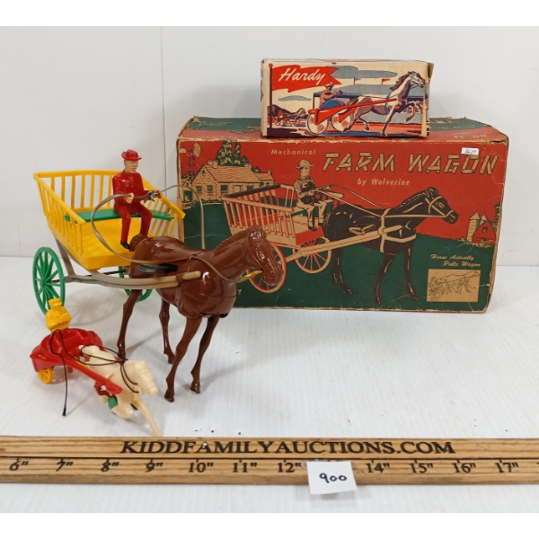 LOT OF 2 - WOLVERINE MECHANICAL FARM WAGON & HARDY RACING SULKY