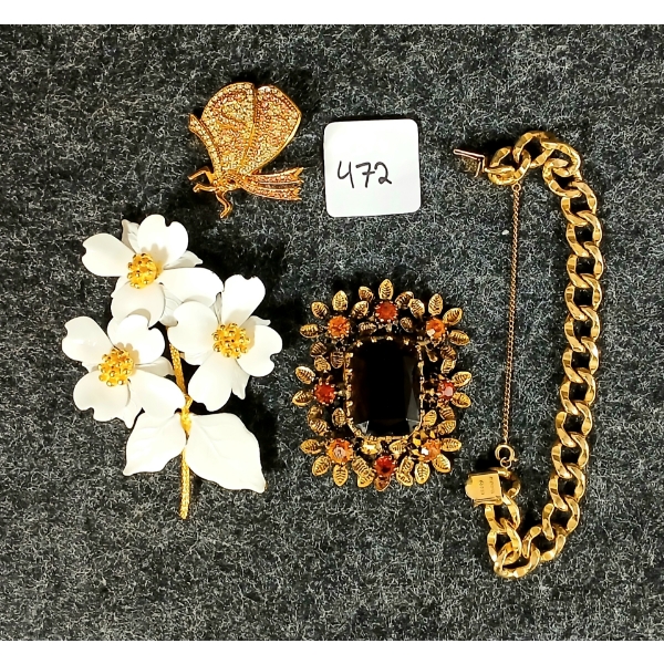 LOT OF 4 - CHILD'S ECCO 12K GOLD FILLED BRACELET & GOLD TONED BROOCHES