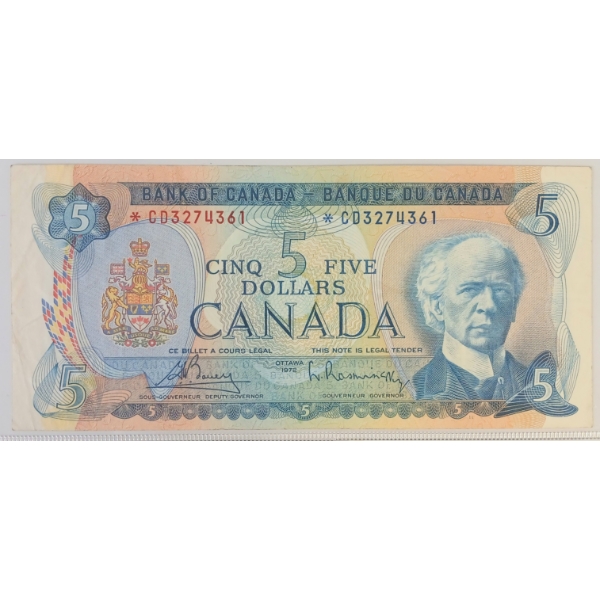 1972 CDN $5 REPLACEMENT BANKNOTE - CCCS GRADED