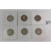 Image 2 : LOT OF 6 - 1919 - '37 CDN 25 CENT SILVER COINS