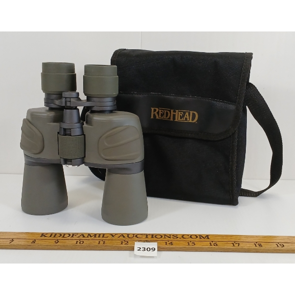 UNMARKED BINOCULARS W/ REDHEAD CARRY BAG - 10X50 P - F.O.V.