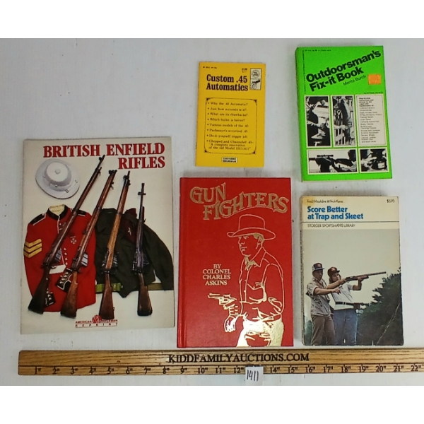 LOT OF 5 - BOOKS - INCL "OUTDOORSMAN'S FIX-IT BOOK", "SCORE BETTER AT TRAP & SKEET", ETC