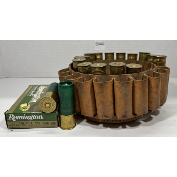 AMMO: 22X MIXED 12 GA W/ BANDOLIER - 2 3/4 IN - MIXED SHOT - INCL ACCUTIP SABOT SLUG