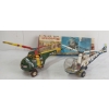 Image 1 : LOT OF 2 - TIN FRICTION & WIND UP ARMY & HIGHWAY PATROL HELICOPTERS