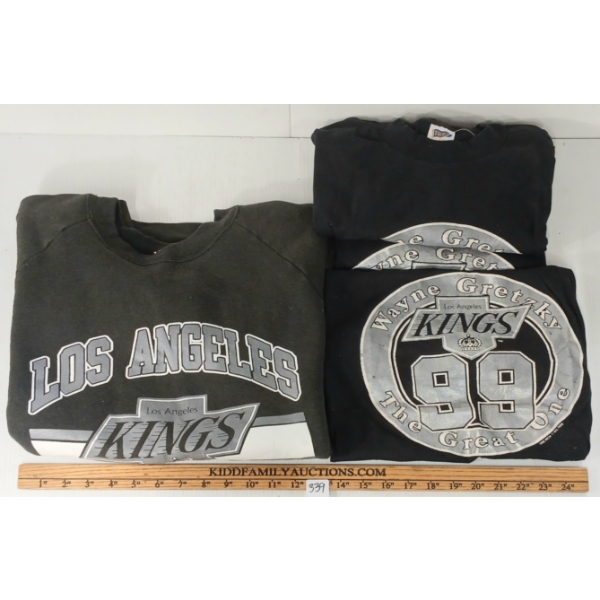 LOT OF 4 - WAYNE GRETZKY THE GREAT ONE #99 LOS ANGELES KINGS T-SHIRTS & SWEATSHIRT