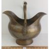 Image 3 : BRASS SCUTTLE BUCKET W/ PORCELAIN HANDLE & LIONS HEAD ACCENTS