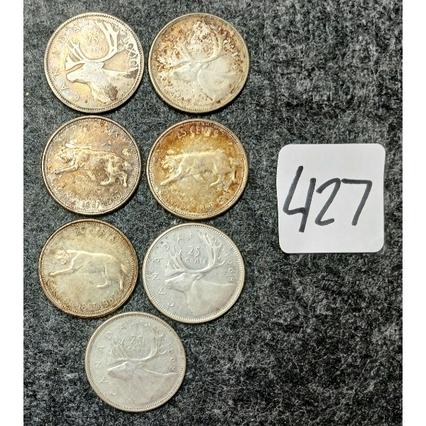 LOT OF 7 - 1940, 1967 & 1968 CDN 25 CENT COINS