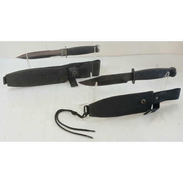 LOT OF 2 - FIXED BLADE KNIVES W/ SHEATHS