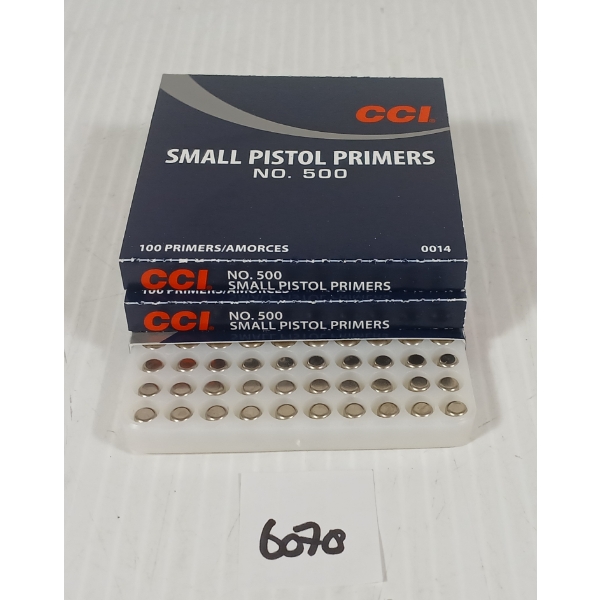 PRIMERS: APPROX 300X CCI NO. 500 SMALL PISTOL PRIMERS