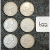 Image 1 : LOT OF 6 - 1958-1962 CDN 25 CENT COINS