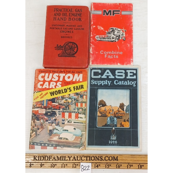 LOT OF 4 - PUBLICATIONS - INCL "CUSTOM CARS WORLD'S FAIR", 1926 "CASE SUPPLY CATALOG", ETC