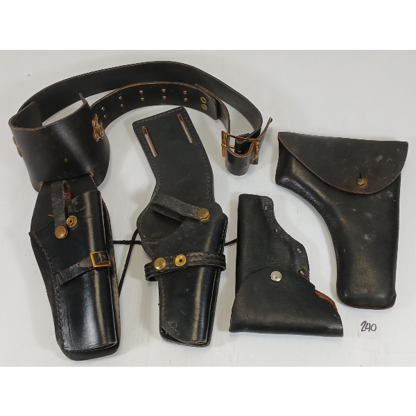 LOT OF 4 - BLACK LEATHER HANDGUN HOLSTERS