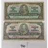LOT OF 2 - 1937 CDN $5 & $10 BANKNOTES