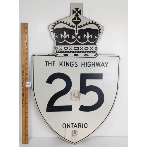 THE KING'S HIGHWAY 25 ONTARIO ROAD SIGN