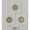 Image 2 : LOT OF 3 - CDN 25 CENT SILVER PCS - INCL 1903, 1905 & 1907