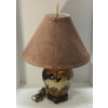 Image 4 : PORCELAIN CRANE MOTIF TABLE LAMP W/ SUEDE SHADE