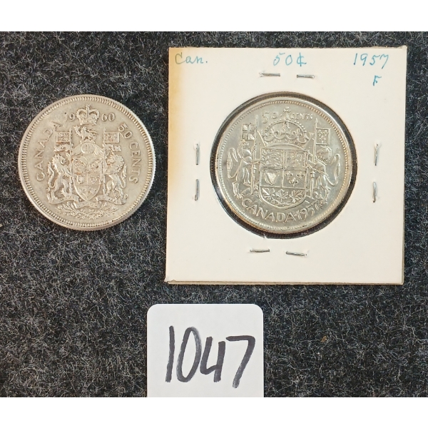 LOT OF 2 - 1957 & 1960 CDN 50 CENT SILVER COINS