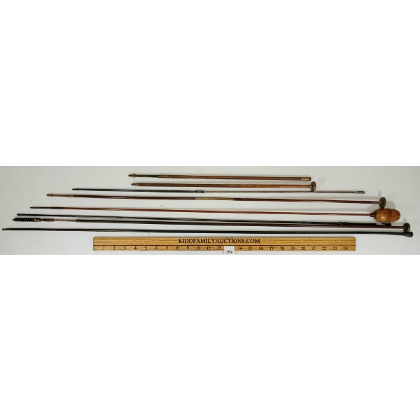 LOT OF 8 - VINTAGE CLEARING RODS - INCL MARTINI HENRY & MUSKET