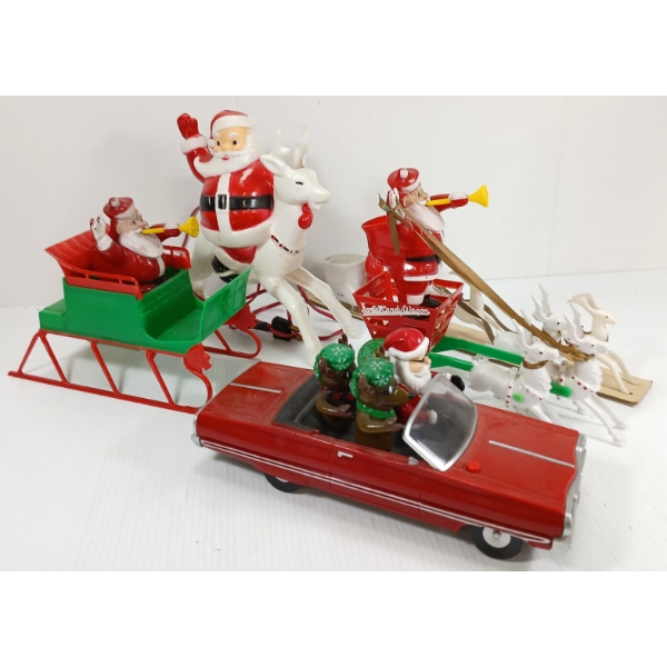 LOT OF 5 - SANTA CLAUS COLLECTIBLES - INCL SANTA'S CANDY WAGON