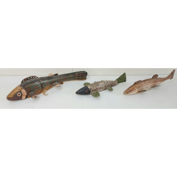 LOT OF 3 - FOLK ART FISHING LURES