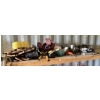 Image 1 : SHELF LOT - INCLUDES SPRAY HOSE, TOW STRAP (NEW), GARDEN  TOOLS