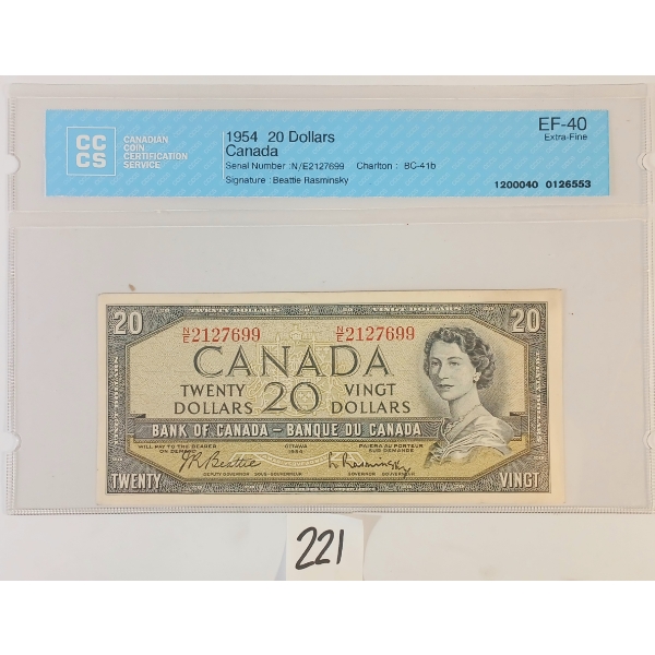 1954 CDN $20 BANKNOTE - CCCS GRADED