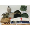 Image 1 : JOB LOT - MISC CAPS, ARMBANDS, MESS TIN, CANTEEN, PATCHES, BAYONET FROGS, ETC