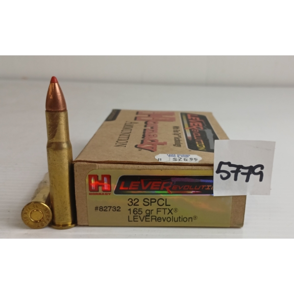AMMO / BRASS: 12X HORNADY .32 SPCL - 165GR - FTX LIVE - 8X BRASS