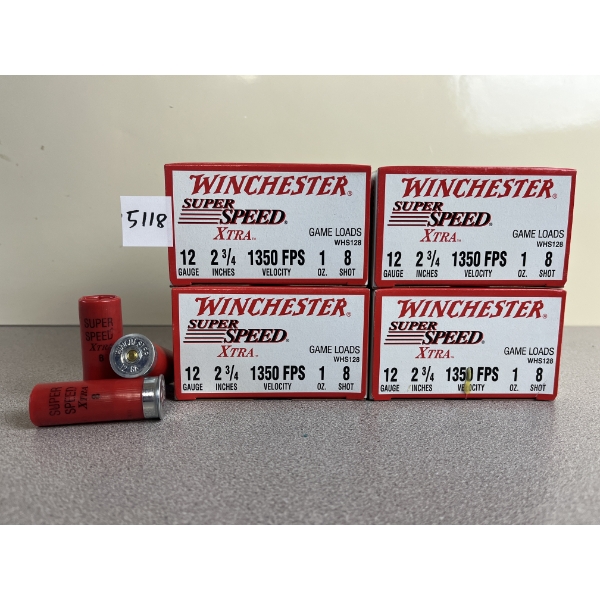 AMMO: 100X WINCHESTER 12 GA 1OZ NO8 SHOT