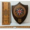 Image 1 : LOT OF 2 - BEAVER BROOK CRIBBAGE BOARD & C.E.F. PLAQUE