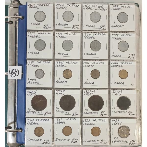 1921-2015 ISRAEL & ITALY COINS BINDER