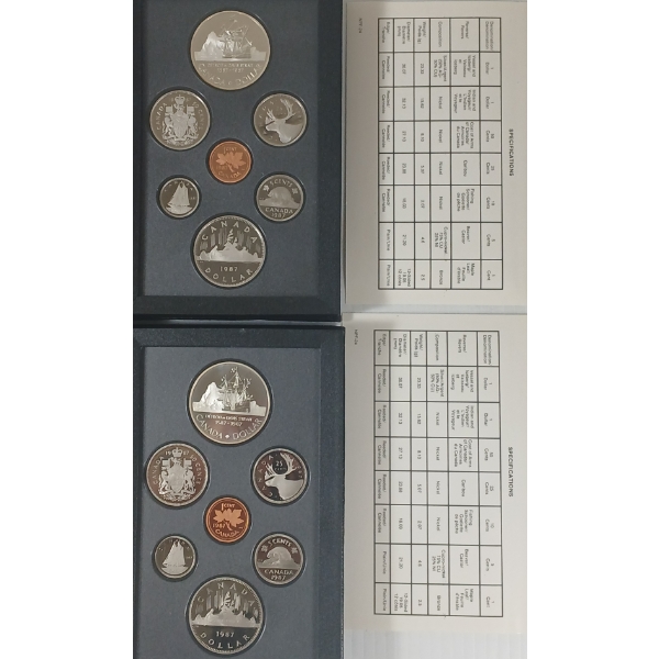 LOT OF 2 - 1987 RCM DOUBLE DOLLAR PROOF SETS