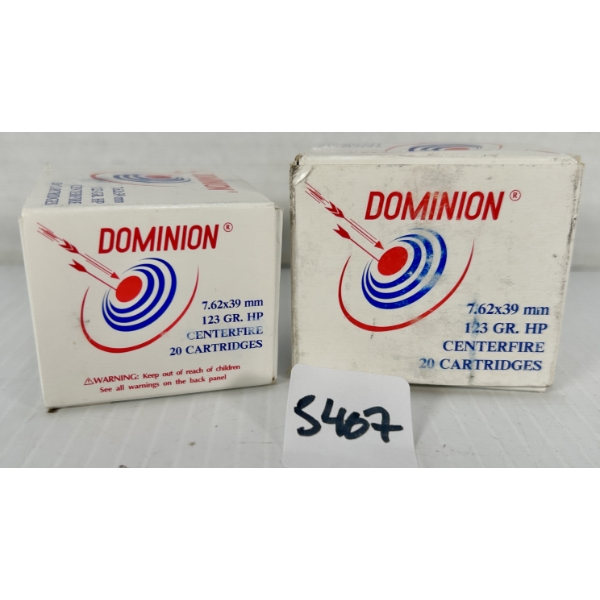 AMMO: 40X DOMINION 7.62X39 MM - 123 GR HP