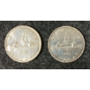 Image 1 : LOT OF 2 - 1957 CDN SILVER DOLLARS - VOYAGEUR 