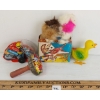 Image 2 : LOT OF 4 - TIN RATTLE & WIND UP TOYS - INCL JUMPING DOG, DUCK & BIKER