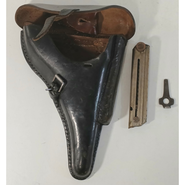 LOT OF 3 - WWI GERMAN LUGER HOLSTER W/ MAG & TOOL