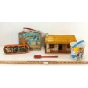 Image 1 : LOT OF 5 - COWBOY COLLECTIBLES - INCL ROY ROGERS TIN SHACK, GUNSMOKE LUNCH BOX, ETC.