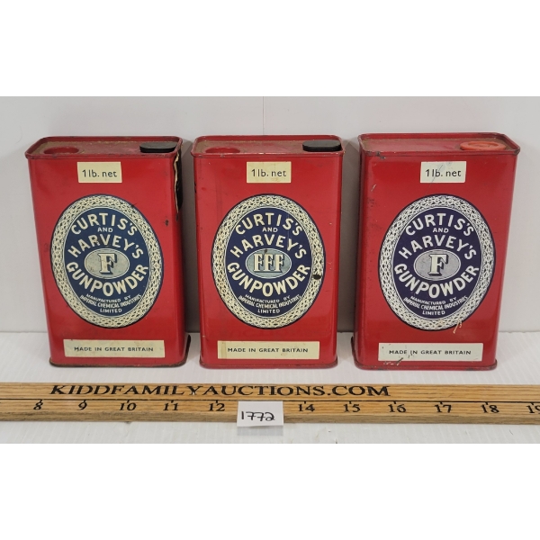 LOT OF 3 - CURTIS'S HARVEY'S GUNPOWDER TINS