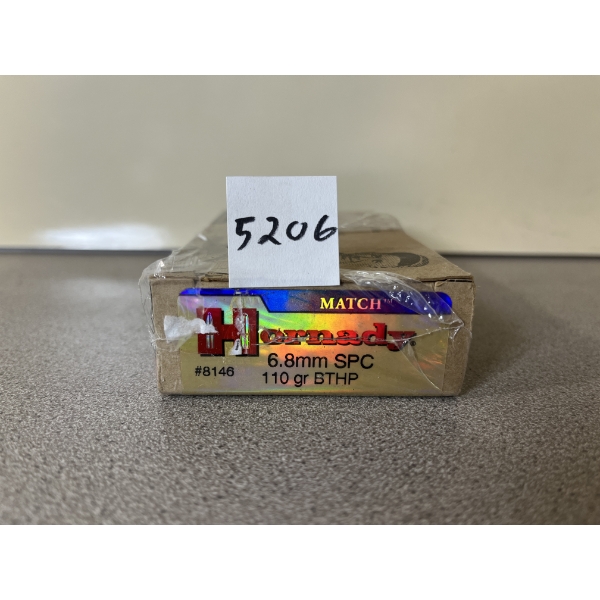 AMMO: 20X HORNADY 6.8MM SPC 110GR. BTHP - SEALED