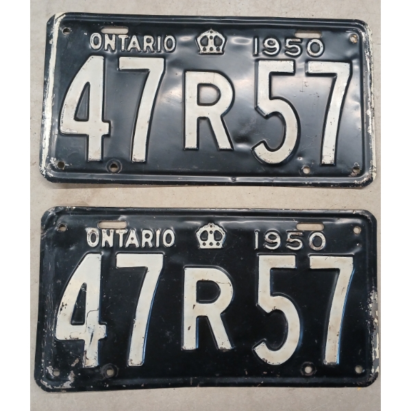 PAIR OF 1950 ONTARIO LICENCE PLATES
