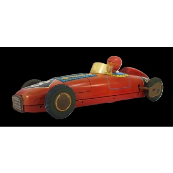 TIN LITHO WINDUP RACECAR W/ KEY