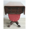 Image 3 : DROP LEAF SEWING STAND WITH WORK BAG - MAHOGANY - C. MID - LATE 1800s