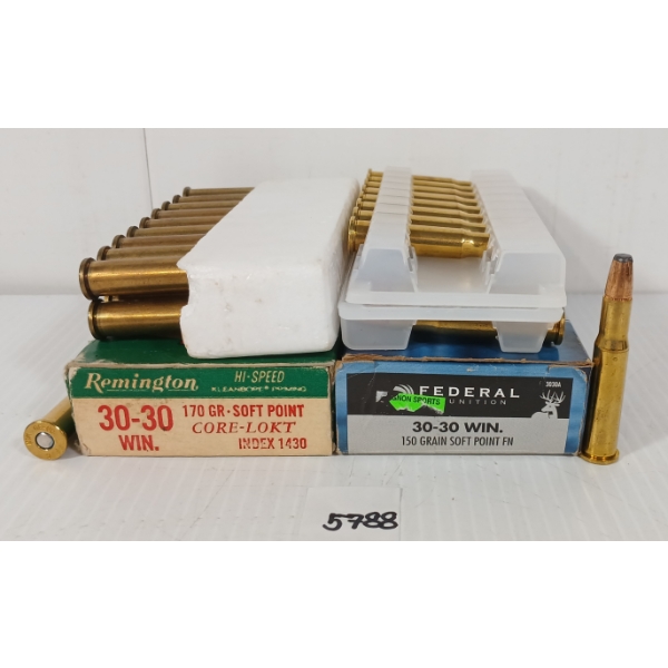 AMMO: 38X FEDERAL & REMINGTON CORE-LOKT .30-30 WIN - 150 & 170GR - SP FN & SP